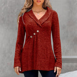 Haut de Couleur Unie avec Boutons et Manches Longues