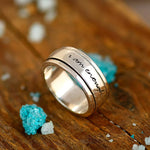 Bague d'Anxiété Rotative de Méditation en Argent "Je Suis Assez"