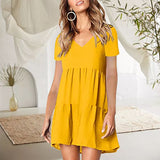 Robe décontractée ample à manches courtes et col en V pour femmes