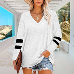 T-shirt Col V Manches Longues Femme Coupe Ample
