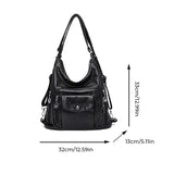 Sac à bandoulière vintage en cuir PU de couleur unie