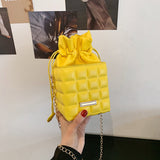 Sac à bandoulière à carreaux avec cordon de serrage