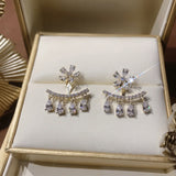 Boucles d'Oreilles Fleur Zircon Pompon