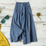 Jambe large décontractée en coton et lin pour femmes