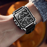 Montre mécanique automatique d'affaires carrée de luxe lumineuse