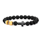 Bracelet de perles d'ambre à croix intérieure