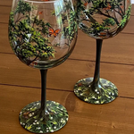 Verres à vin Arbre des Quatre Saisons - Art Peint à la Main