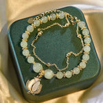 Wotian Jade Bracelet Porte-bonheur en Feuille d'Or