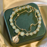 Wotian Jade Bracelet Porte-bonheur en Feuille d'Or