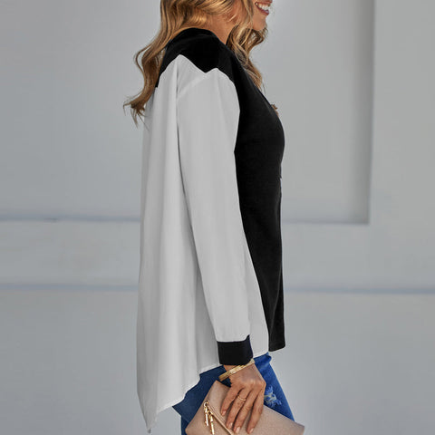 Chemise à empiècement contrastant à encolure en V