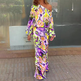 Ensemble de Robes Asymétriques au Motif Abstrait