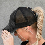 Nouvelle Casquette en Maille Croisée pour Cheveux en Queue de Cheval
