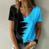 T-shirt à col en V contrasté