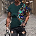 T-shirt homme avec imprimé 3D et col rond