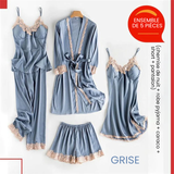 Pyjama Doux et Confortable en Dentelle de Soie Glacée