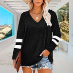 T-shirt Col V Manches Longues Femme Coupe Ample
