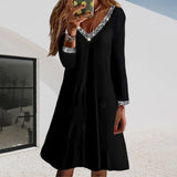 Robe unie à manches longues et décolleté en V