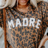 T-shirt tendance col rond imprimé léopard