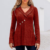 Haut de Couleur Unie avec Boutons et Manches Longues
