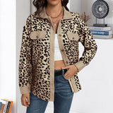 Veste en Velours Côtelé à Imprimé Léopard