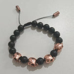 Bracelet de Perles d'Onyx de l'Armée du Crâne en Argent Sterling