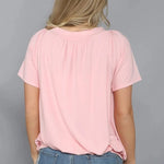 T-shirt à Plis de Couleur Unie