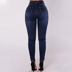 Jean skinny taille haute à double boutonnage