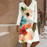 Robe imprimée à manches longues et col rond