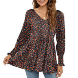Chemise Á Manches Longues Bouffantes Imprimée
