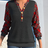 Pull avec Motif en Damier et Boutons