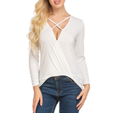 T-shirt femme en maille col V