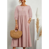 Robe unie en coton et lin