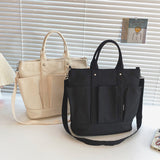 Sac à bandoulière en toile sobre de grande capacité