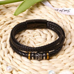 Bracelet en cuir multicouche pour homme