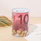 Banque Cylindrique Créative Euro Dollar en Métal