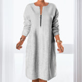 Robe Unicolore avec Fermeture Éclair