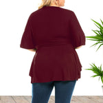 Haut Ample de Couleur Unie à Col en V