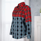 Chemise à manches longues en patchwork imprimé à la mode