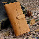 Porte-monnaie Vintage en Cuir Véritable de Grande Capacité RFID