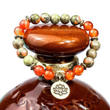 Bracelet d'Agate avec Pendentif Lotus