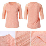 T-shirt Femme-Coutures en Dentelle et Encolure Ronde