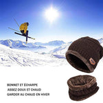 Ensemble Hiver Bonnet avec Écharpe en Tricot