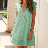 Robe estivale en dentelle à volants sur les manches