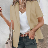 Blazer Uni à Manches Courtes et Revers Décontractés