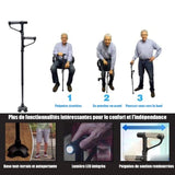 Bâton de marche pliable antidérapant avec lumière LED