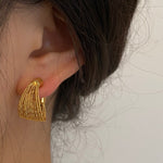 Boucles d'Oreilles Brossées en Forme de C