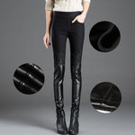 Pantalon Skinny Fit en Cuir avec Dentelle pour Femmes