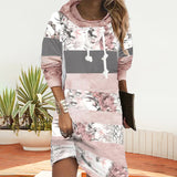 Robe à Imprimé Floral et Manches Longues avec Capuche