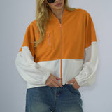 Manteau en molleton à empiècements multicolores