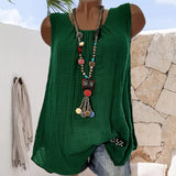 Gilet uni sans manches en coton et lin